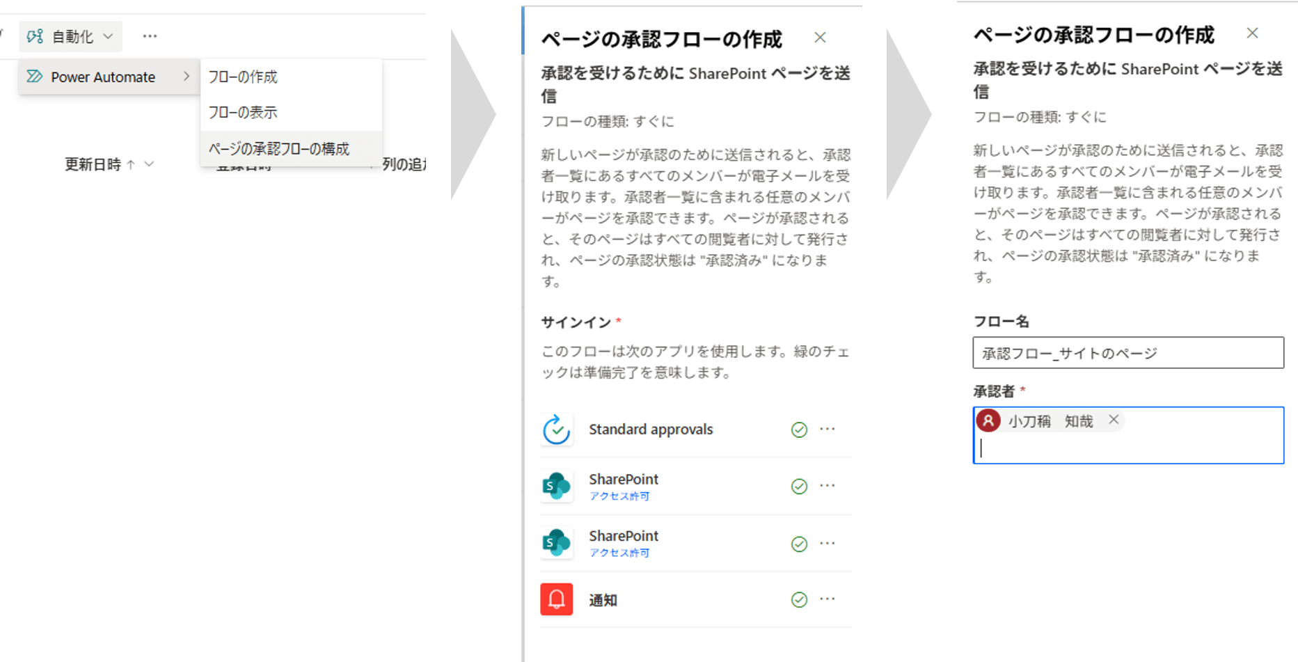 サイトのページの承認フロー新規作成
