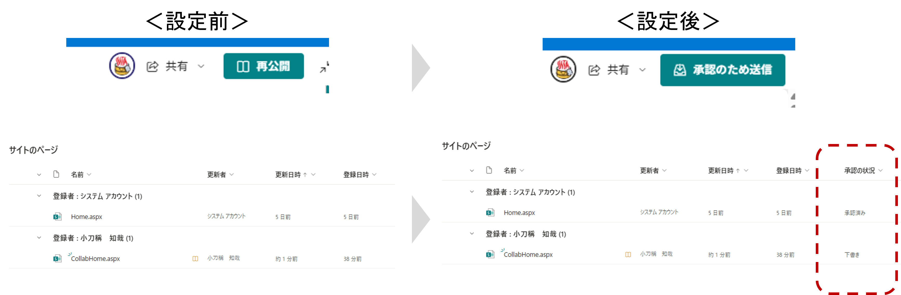 公開ボタンの表示が変更された